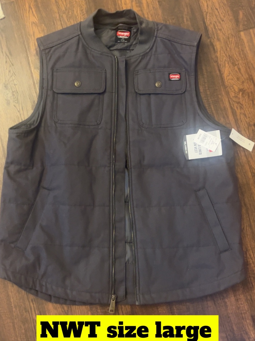 Wrangler Gray Quilted Utility Vest